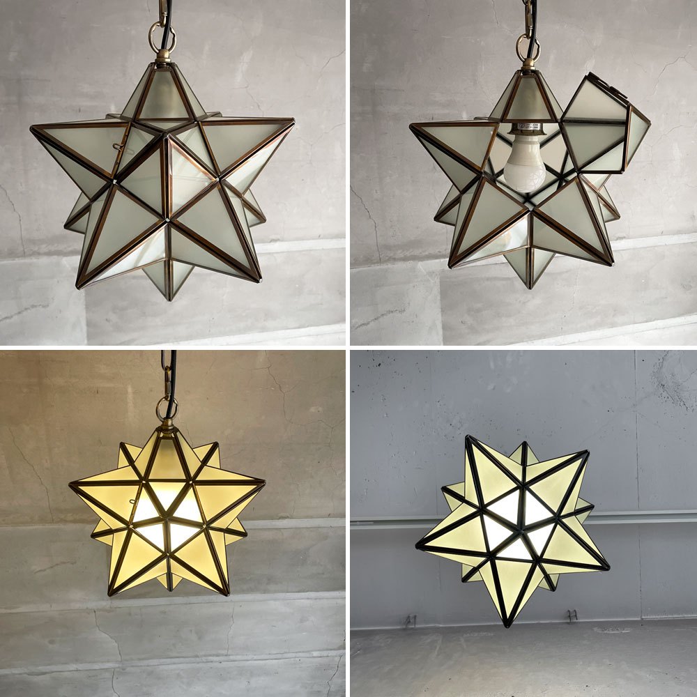 ディクラッセ DI CLASSE エトワール ETOIL ペンダントランプ 星形 フロストガラス 真鍮フレーム フロストカラー 箱付き ♪