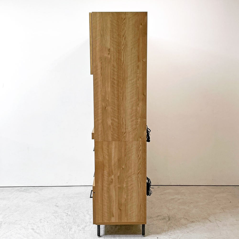 ビメイクス BIMAKES オークデールオープンボード OAK DALE OPEN BOARD 120 食器棚 オーク 泡ガラス 電源3口定価172,700円 ●