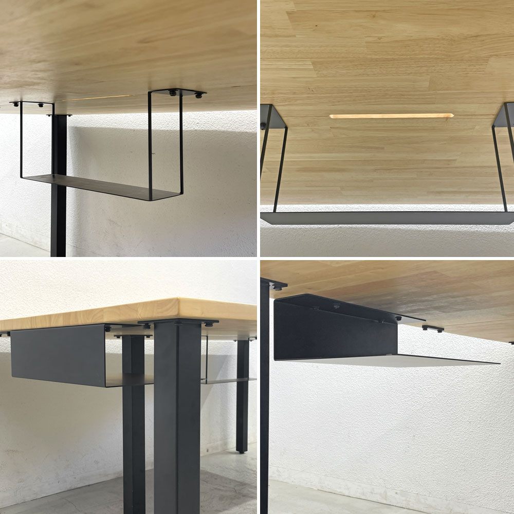 かなでもの KANADEMONO ザ・テーブル THE TABLE デスク ラバーウッド W180 x D120cm シンプルトレイ付き ブラックスチール 〓