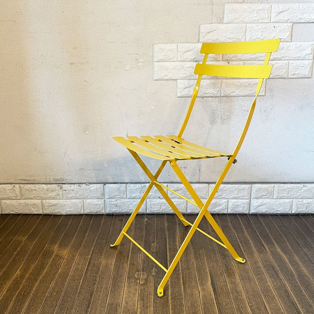 フェルモブ Fermob ビストロ BISTRO メタルチェア METAL CHAIR ガーデンチェア イエロー系 折りたたみ フランス 定価￥22,000- ◎