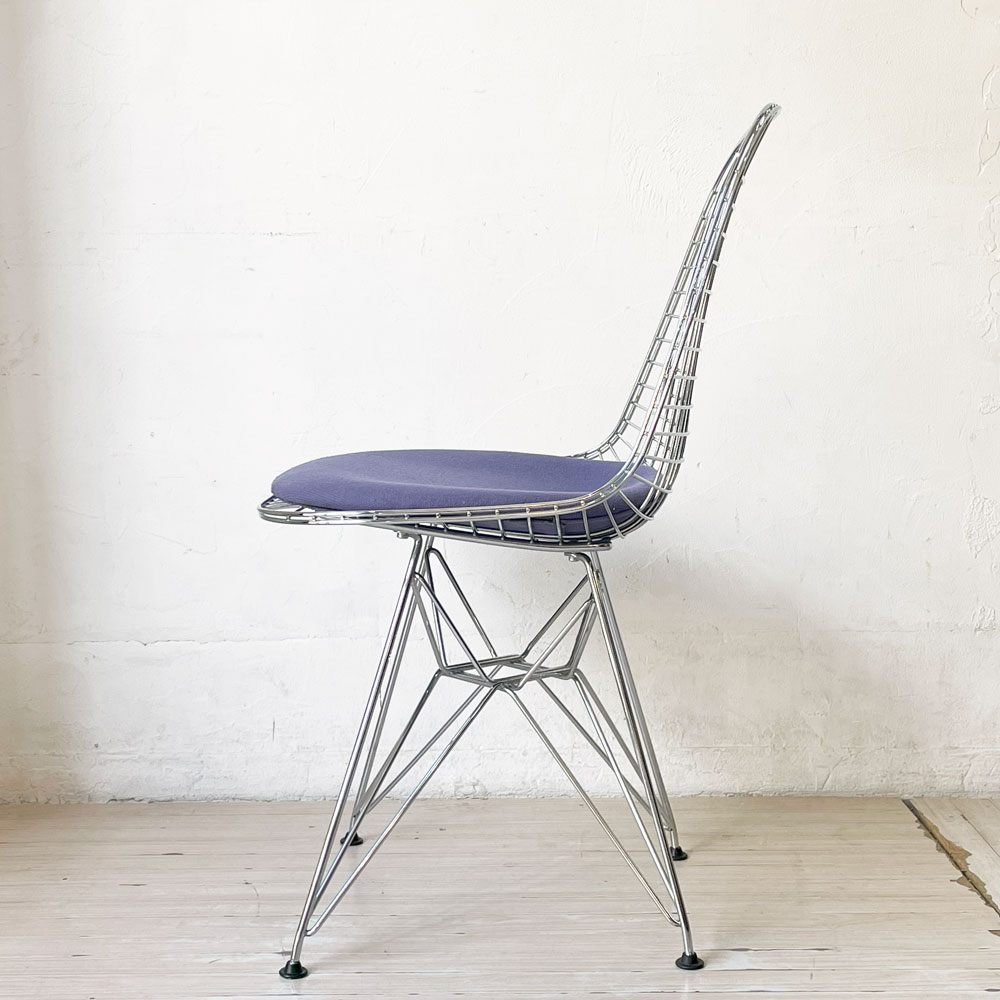 ヴィトラ vitra ワイヤーチェア Eames Wire Chair DKR5 エッフェルベース シートパッド付 ファブリック ブルー系 C&R イームズ ミッドセンチュリー ★