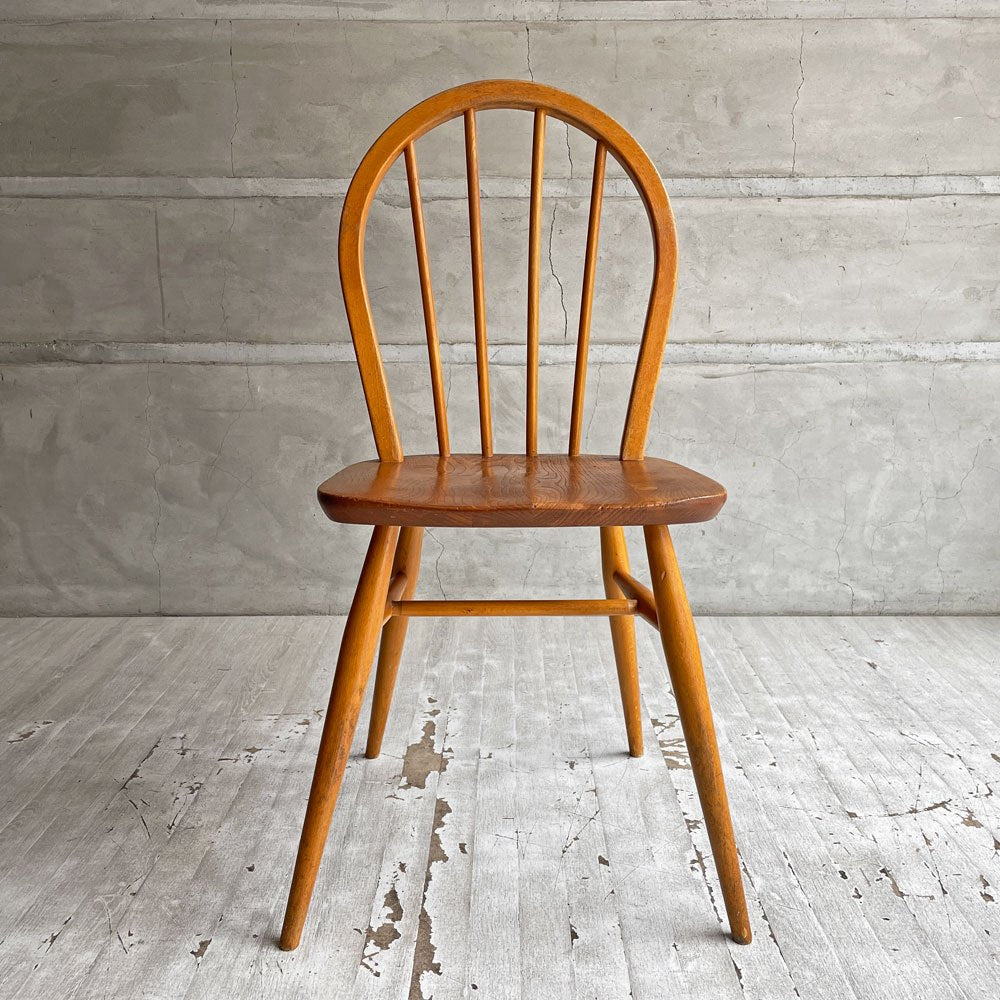 アーコール Ercol フープバックチェア ダイニングチェア スポークバック エルム材×ビーチ材 UKビンテージ 英国家具 ♪