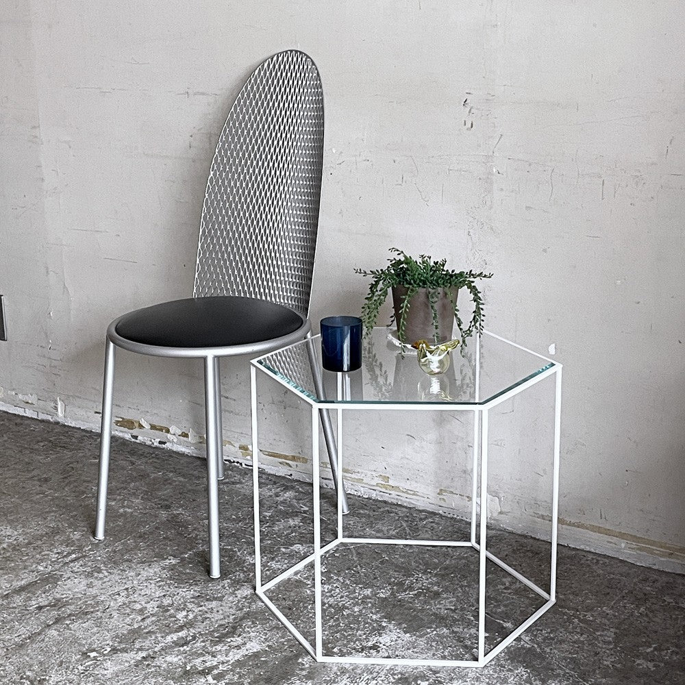 カッシーナイクスシー Cassina ixc. ヘキサゴン トリス HEXAGON TRIS 691 サイドテーブル ハイ デサルト ホワイト×クリアガラス DESALTO ホワイト×クリアガラス 吉岡徳仁 受注輸入品 定価￥308,000- ■