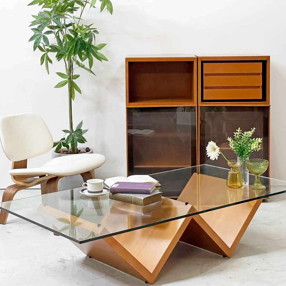 アルフレックス arflex コンポーザー COMPOSER キャビネット チェリー色 スリムキャビネット 棚板一枚付属 ガラス扉 ナチュラルモダン ●