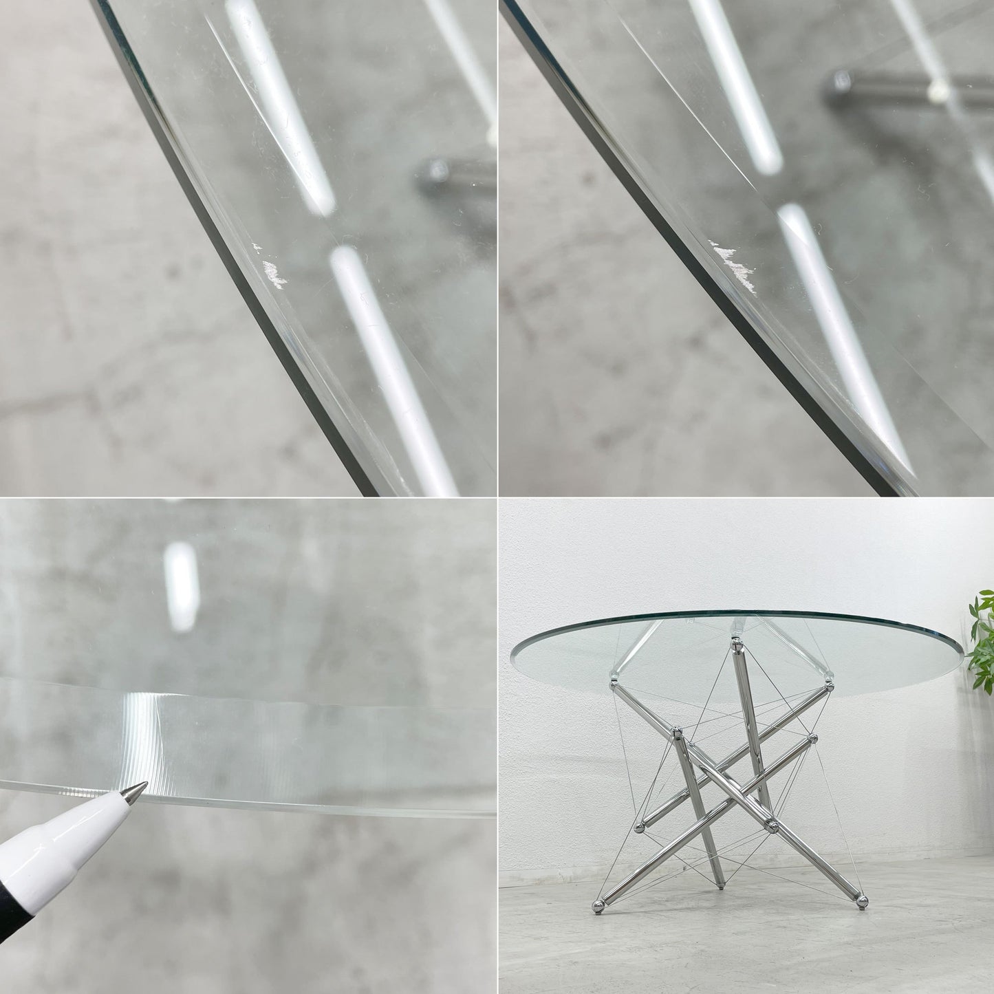 カッシーナ Cassina 714 Table ガラストップ ダイニングテーブル ラウンド  テオドール・ワッデル Theodore Waddell 参考68万円 〓