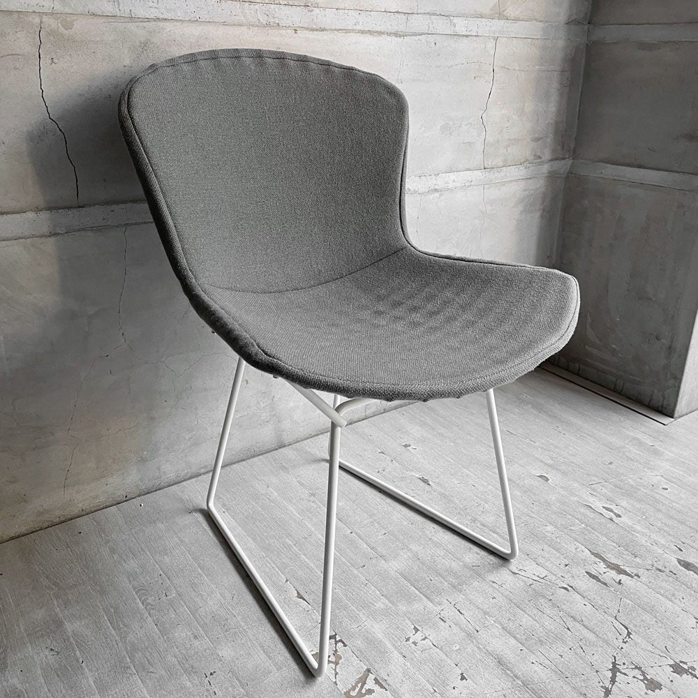 ノル Knoll 420 サイドチェア ワイヤーチェア ダイニングチェア ホワイト × グレー ファブリック フルカバー仕様 ハリー・ベルトイア ミッドセンチュリー ビンテージ ♪