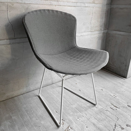 ノル Knoll 420 サイドチェア ワイヤーチェア ダイニングチェア ホワイト × グレー ファブリック フルカバー仕様 ハリー・ベルトイア ミッドセンチュリー ビンテージ ♪