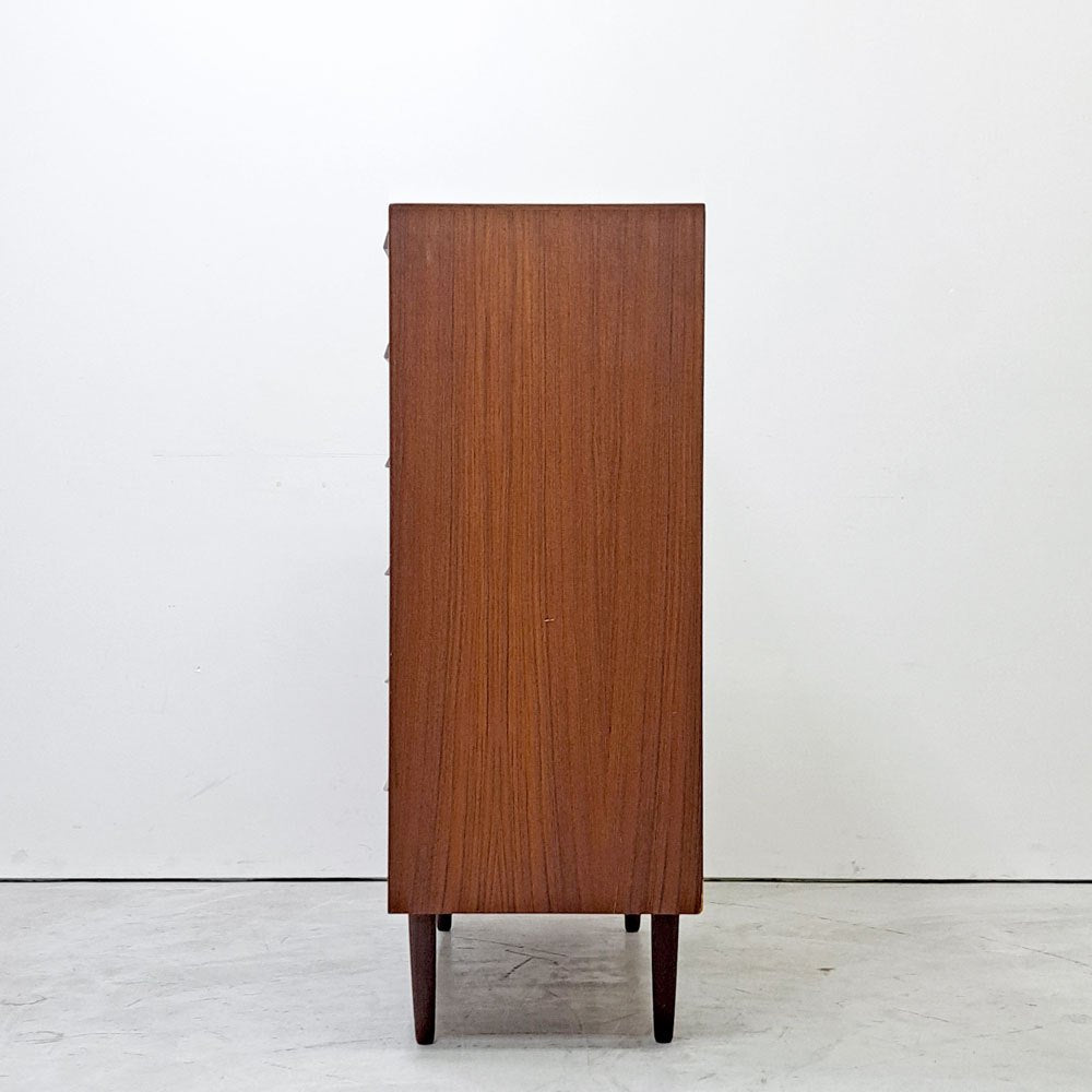 北欧ビンテージ Scandinabian Vintage チェスト 6ドロワーズ チーク材 H108cm デンマーク 北欧家具 鍵欠品 ●