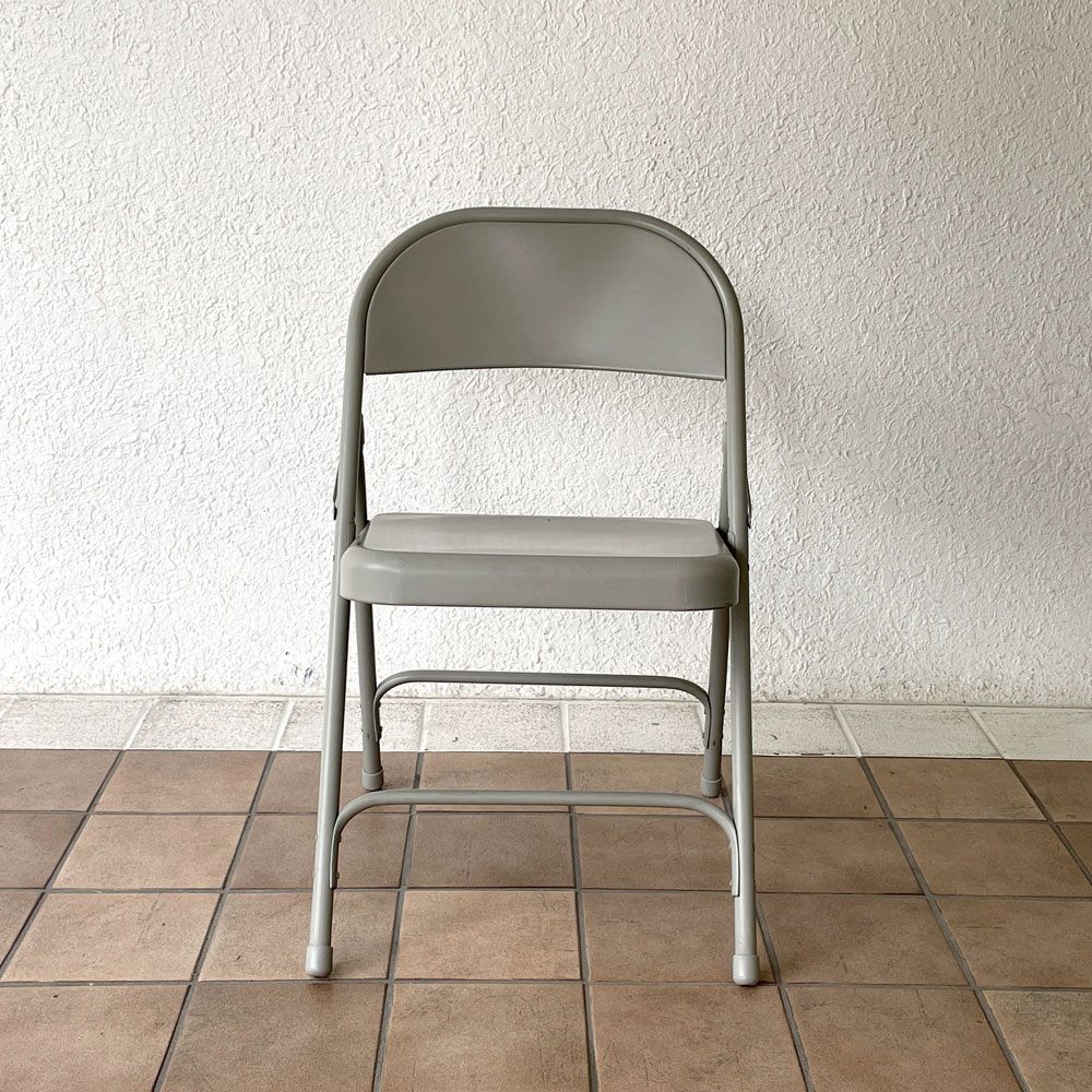 チューブラースチール フォールディングチェア TUBULAR STEEL FOLDING CHAIR 折りたたみ椅子 グレー アメリカ インダストリアル PFS取扱 B ◇