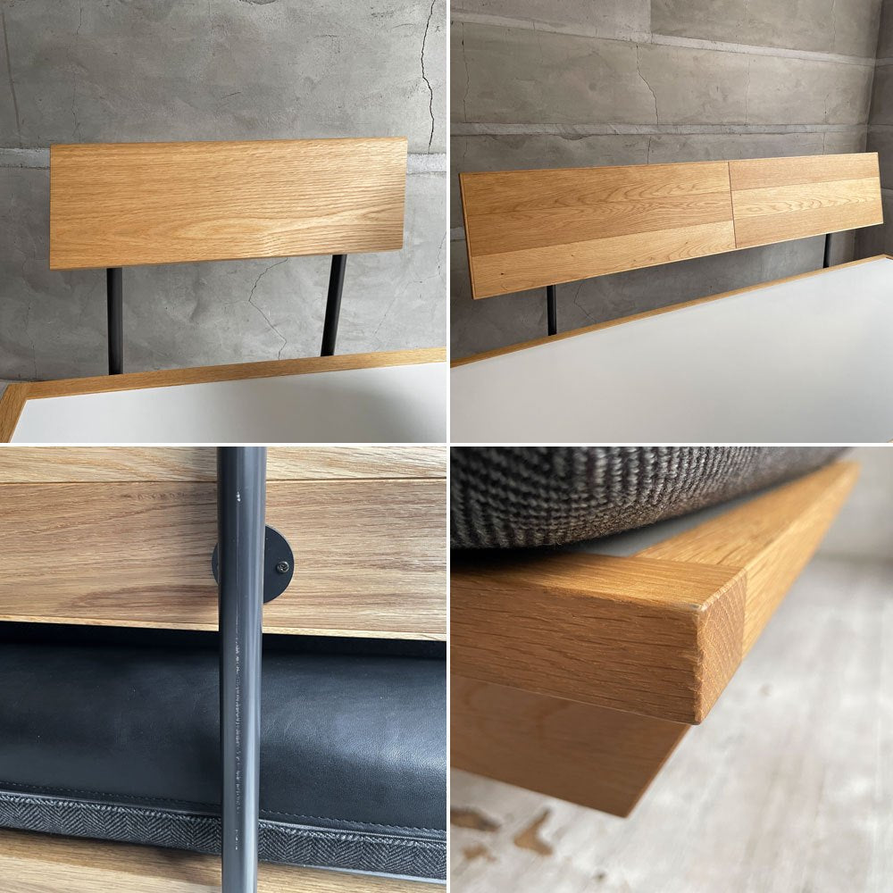カーフ Karf ホルツ HOLZ 3Pソファ スタイルA クッション2個付き 片アーム 本革×ファブリック リバーシブル オーク無垢材 スチールレッグ ♪