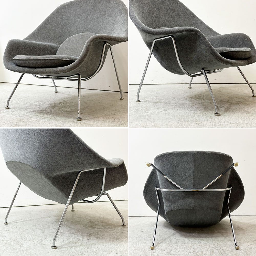 ノル ノール Knoll サーリネンコレクション ウームチェア Womb chair ラウンジチェア 1pソファ クロムベース グレー系 ファブリック エーロ・サーリネン ミッドセンチュリー ●