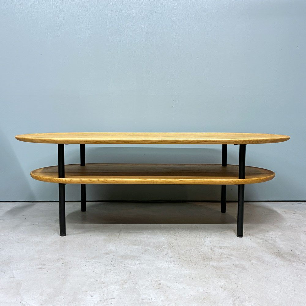 クラッシュゲート CRASH GATE イージーライフ Easy Life サーボ コーヒーテーブル オーバル SERVO COFFEE TABLE W105cm オーク材 ブラックスチール 関家具 展示品 ◎