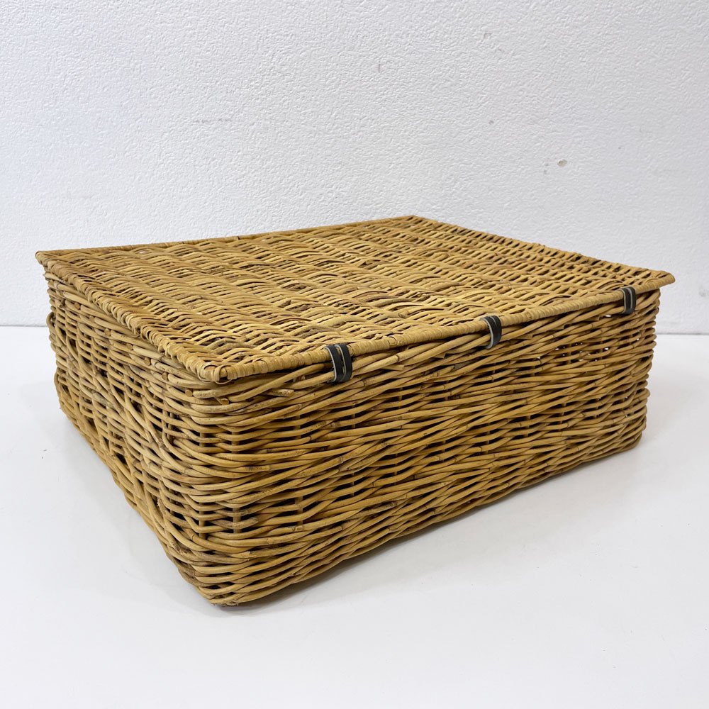 トラックファニチャー TRUCK FURNITURE RT バスケット RT BASKET RTB-4 フタ付き ラタン 布持ち手 底板 定価26,400円 ●
