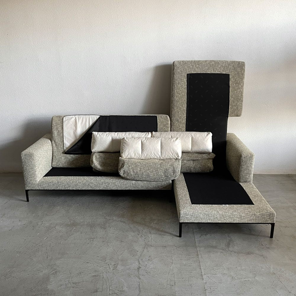 カッシーナ・イクスシー Cassina IXC. グラブ ホーム システム ソファ GRAB home* System Sofa シリーズ G-03 2人掛け右片アーム & G-06 ロングシート 左片アーム & G-08 バックレストクッション×3個 カウチソファ セット 合計参考価格1,599,400円の品 FUN E240M エクリュ Eランク生地 〓