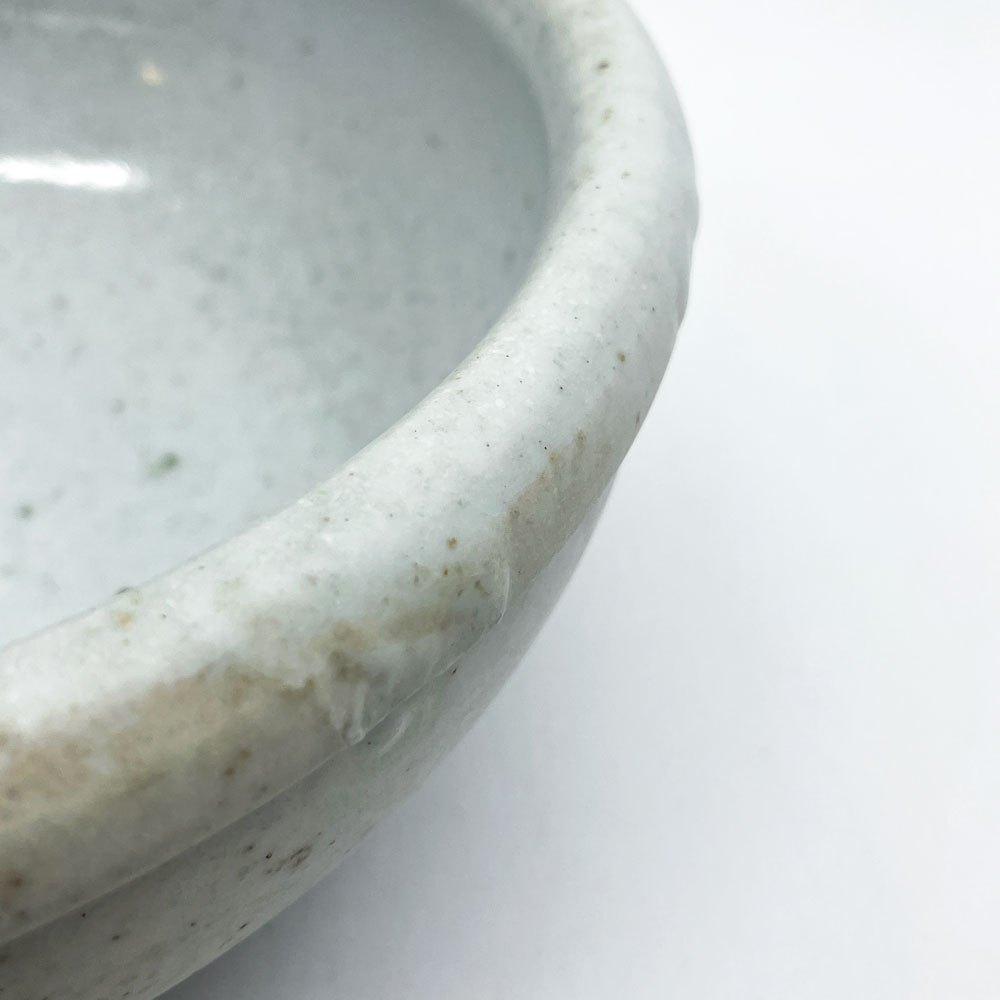 壷田和宏・亜矢 白磁 玉縁大鉢 Φ22.5x9.5cm 現代作家 ●
