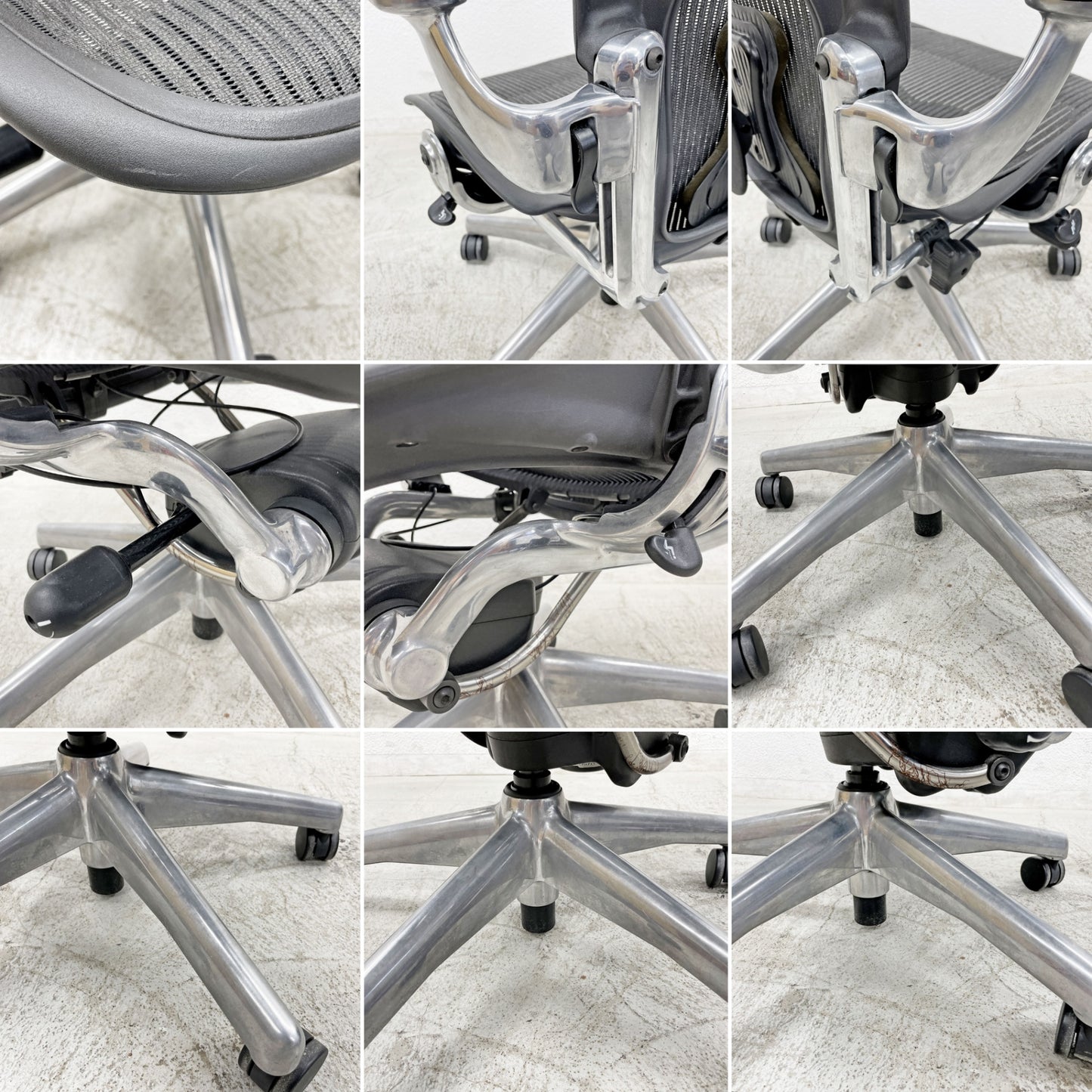 ハーマンミラー Herman Miller アーロンチェア Bサイズ ポスチャーフィット クラシックカーボンメッシュ ポリッシュドアルミベース レザーアーム ビル・スタンフ ＆ ドン・チャドウィック 〓