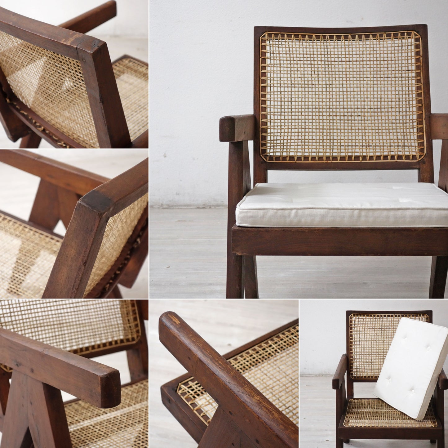 ピエール・ジャンヌレ Pierre Jeanneret イージーチェア Easy Chair チーク無垢材 チャンディーガル レター有 1950s P.U./C.H./L.I.b.-39 ビンテージ ●