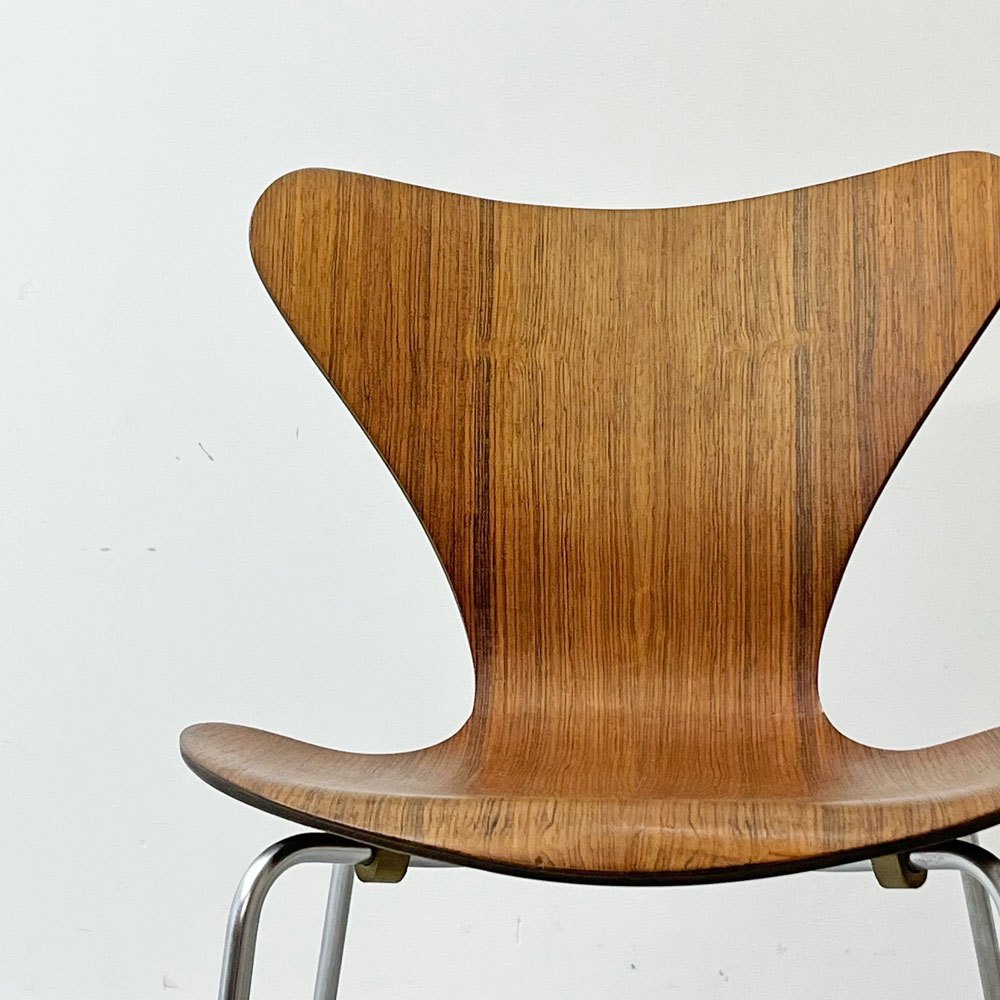 フリッツハンセン Fritz Hansen セブンチェア スタッキングチェア ローズウッド メタルカップ 1963-67年 アルネ・ヤコブセン 北欧 デンマーク ビンテージ 希少 現状品 ●