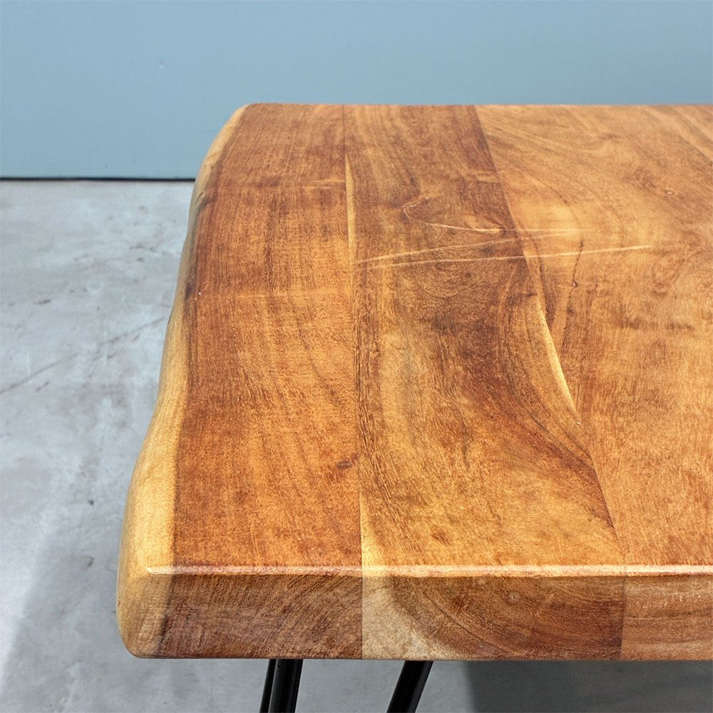 クラフト家具 Craft furniture 無垢材天板 ローテーブル ヘアピンレッグ 耳付き オーダーメイド ◎