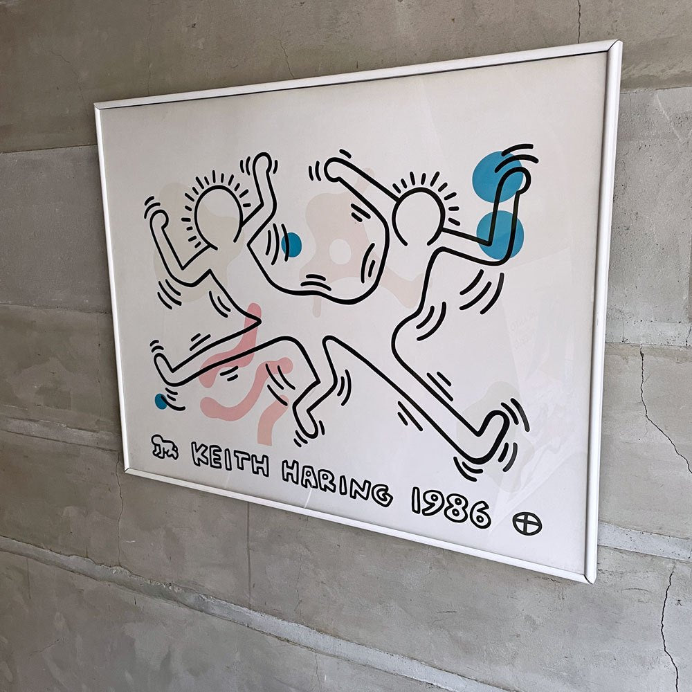 キース・ヘリング Keith Haring 1986 アートポスター 額装品 ビンテージ♪