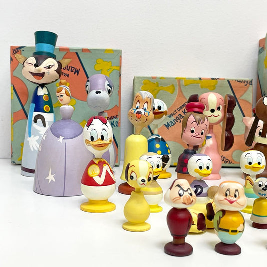 ウォルトディズニープロダクションズ Walt Disney Productions ディズニー まんがこけし 4箱 36体 フィギュア 民芸 ジャパンビンテージ Vintage 60's 希少 ●