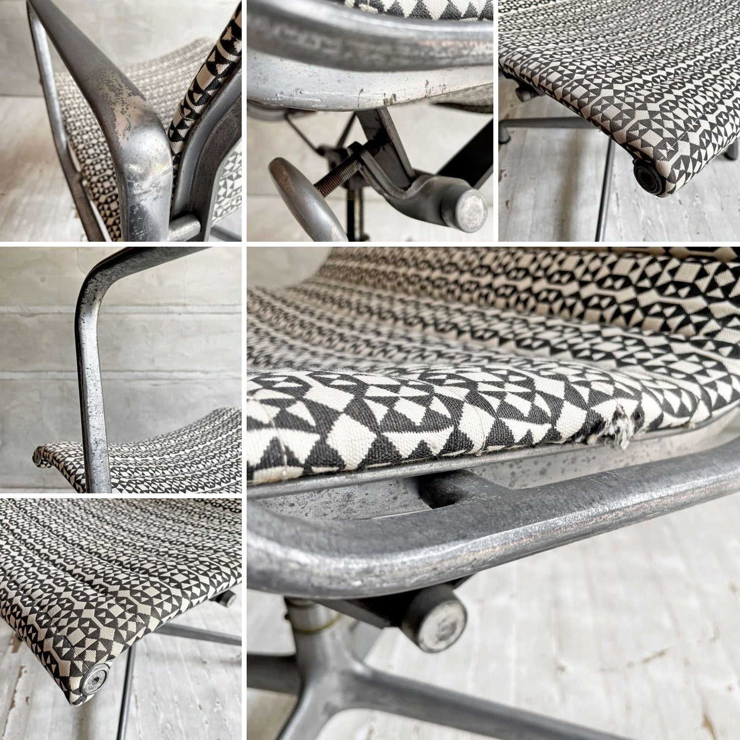 ハーマンミラー Herman Miller ビンテージ アルミナムグループ マネジメントチェア デスクチェア マハラム生地 ジラード Facets張り 固定脚 4本脚 イームズ ミッドセンチュリー♪