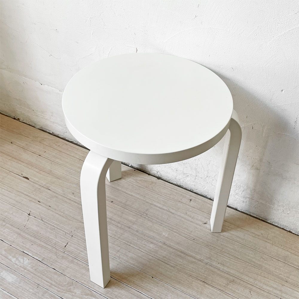 アルテック artek スツール60 Stool60 3本脚 バーチ材 ホワイトラッカー 80周年モデル クッション付き アルヴァ・アアルト 北欧家具 ★