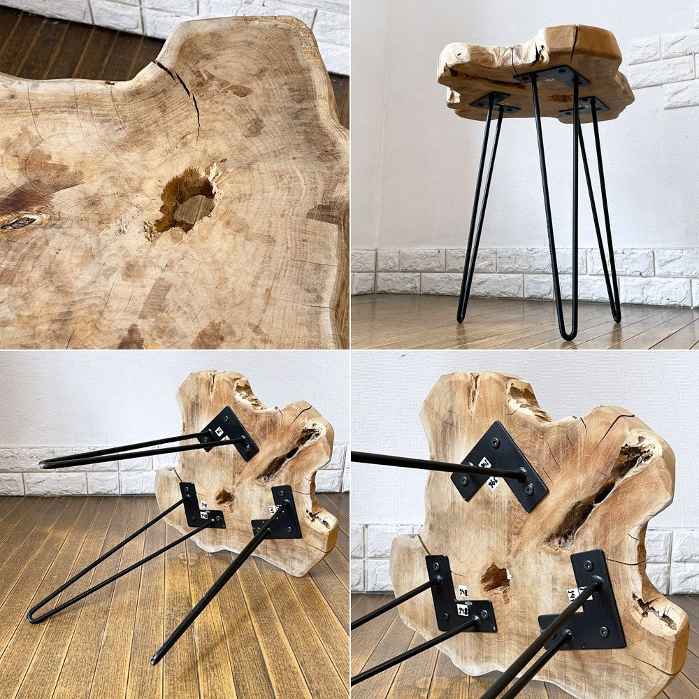 アントリー ANTRY ラスティック ウッド Rustic Wood スターテーブル S サイドテーブル 変形天板 天然木 チーク無垢材 アイアン インダストリアル ◎