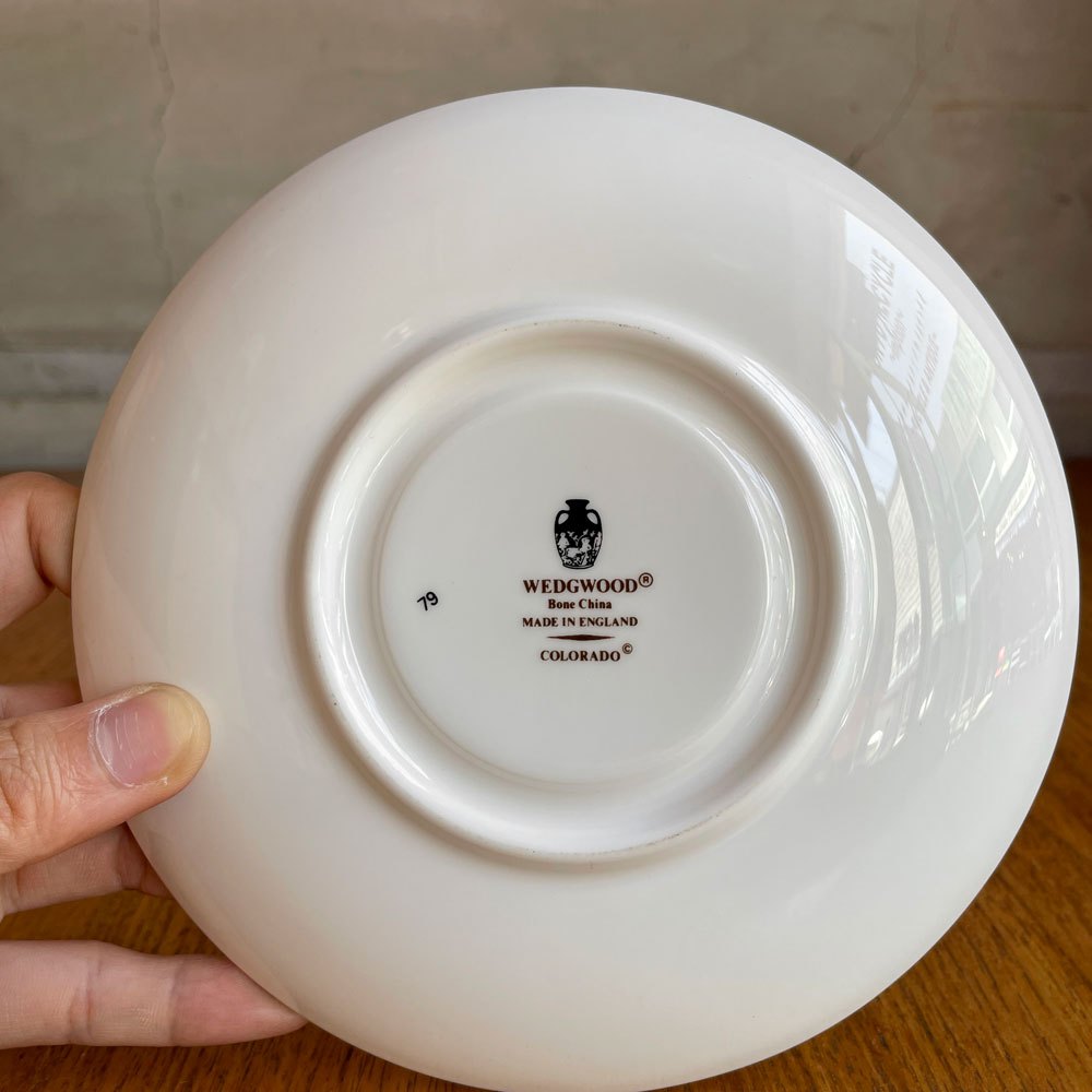ウェッジウッド WEDGWOOD コロラド Colorado スープボウル＆ソーサー 金彩 壺ロゴ 英国 E ♪
