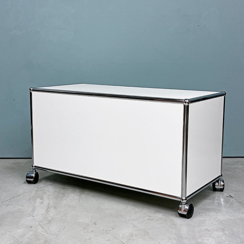 USMハラー USM Haller モジュラーファニチャー ハラーシステム キャビネット ピュアホワイト ドロップダウンドア 1列1段 キャスター フリッツ・ハラー ◎