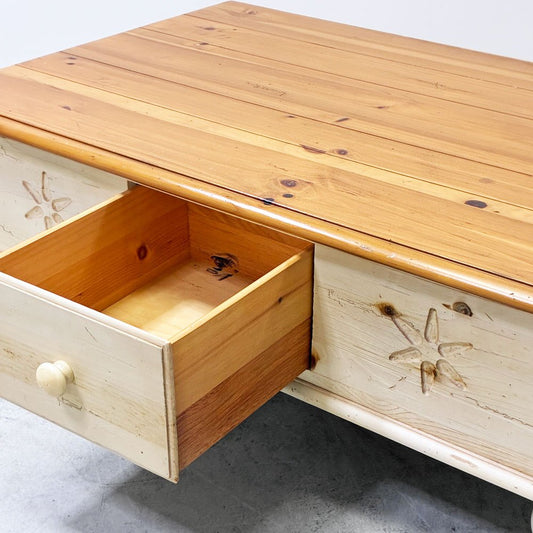 イーセンアーレン ETHAN ALLEN ファームハウス パイン コーヒーテーブル Farmhouse Pine 2ドロワー パイン材 90's ビンテージ vintage カントリースタイル ●