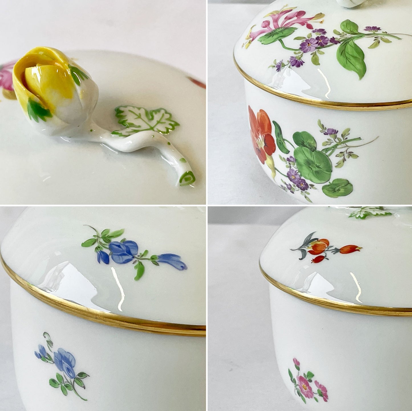マイセン Meissen ベーシックフラワー Basic Flower スキャタードフラワー シュガーポット 金彩 ヨーロピアンテイスト ドイツ ◇