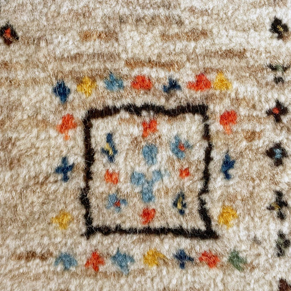 ギャッベ GABBEH ランナー キッチンマット 絨毯 玄関マット ウール ナチュラルカラー トライバルラグ イラン ★