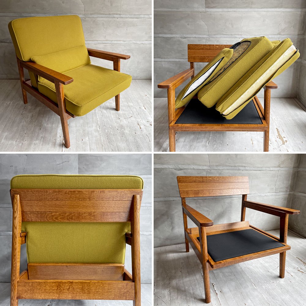 スタンダードトレード STANDARD TRADE Wood Frame Sofa SFA-03C-1p 1人掛けソファ ラウンジチェア マスタード オーク無垢材 定価￥240,000- ♪