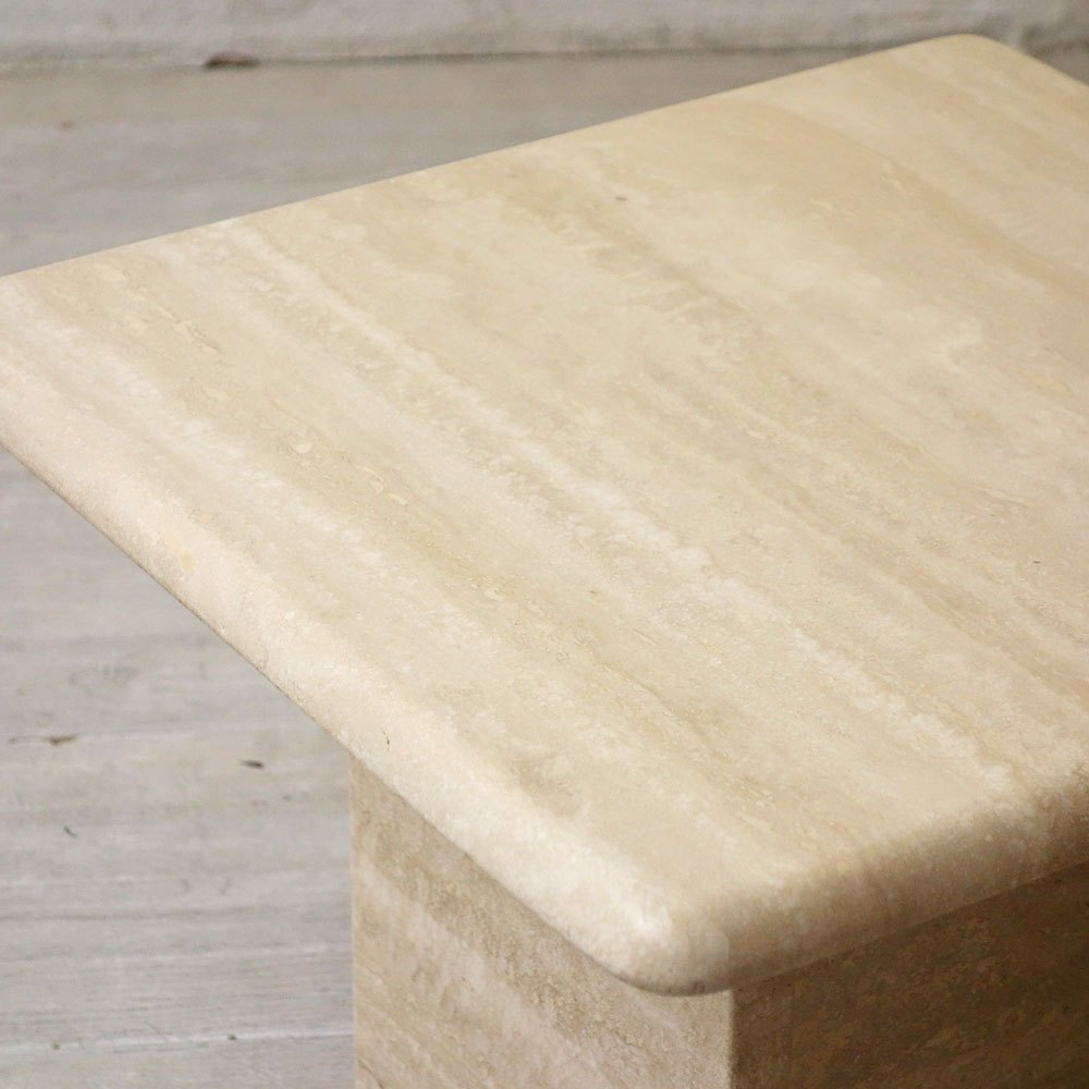 ビンテージ トラバーチン Travertine 大理石 マーブルストーン サイドテーブル Side table Sサイズ イタリア製 ●