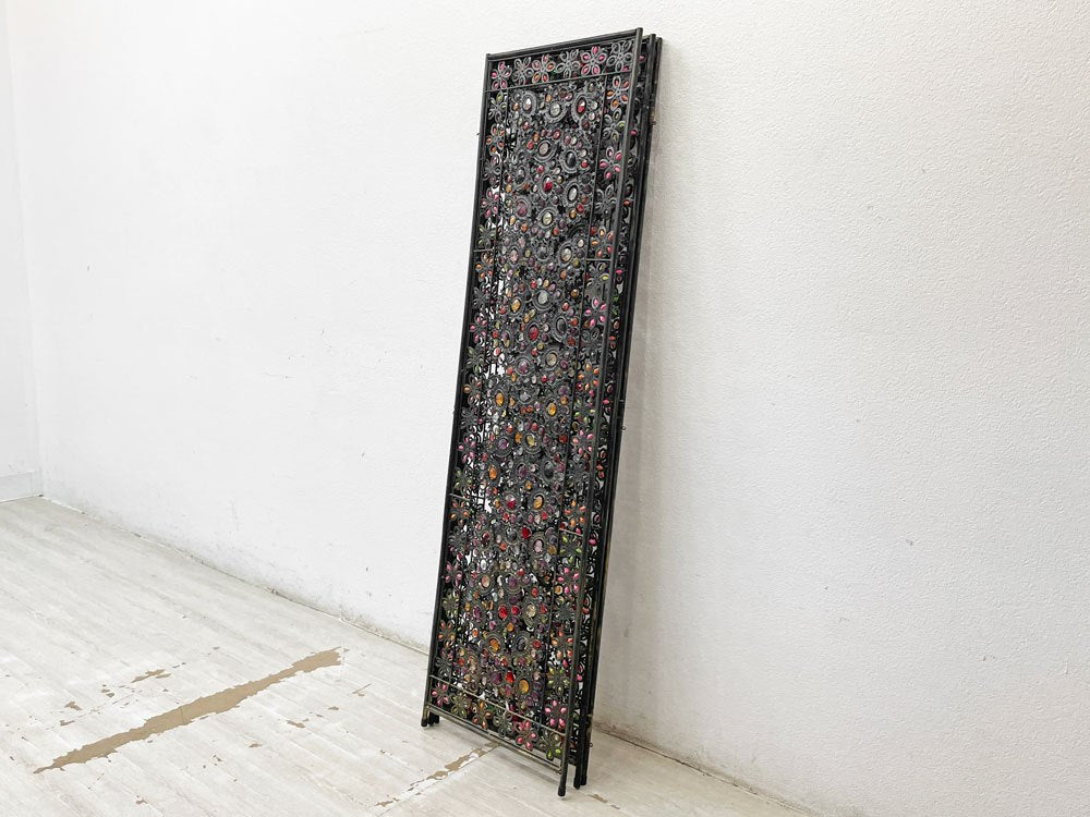 モロッカンアンティークスタイル Moroccan Antique Style ビーズパーテーション 3連 ミックスS H140cm 衝立 間仕切り スクリーン ●