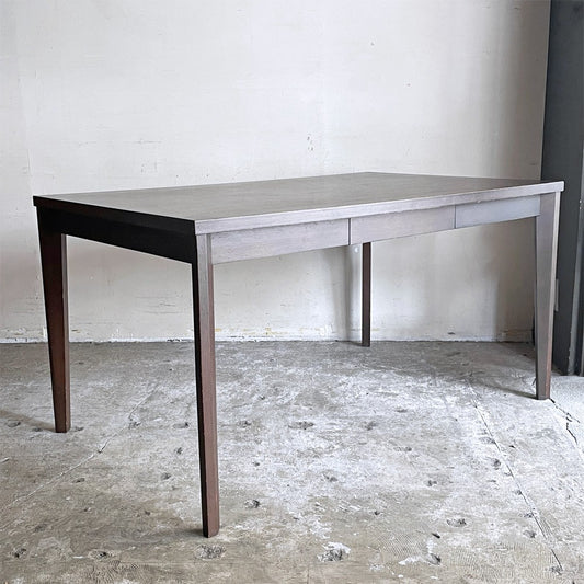 ケユカ KEYUCA タモ材 ダイニングテーブル ダークブラウン 抽斗1杯 木製 W135cm モダンデザイン ■