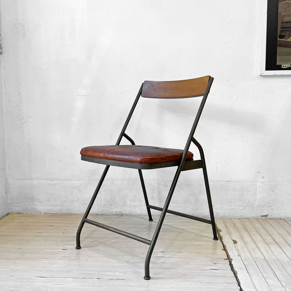 トラックファニチャー TRUCK FURNITURE スットチェア SUTTO CHAIR スチールフレーム オーク無垢材 レザー インダストリアル 廃番  ★
