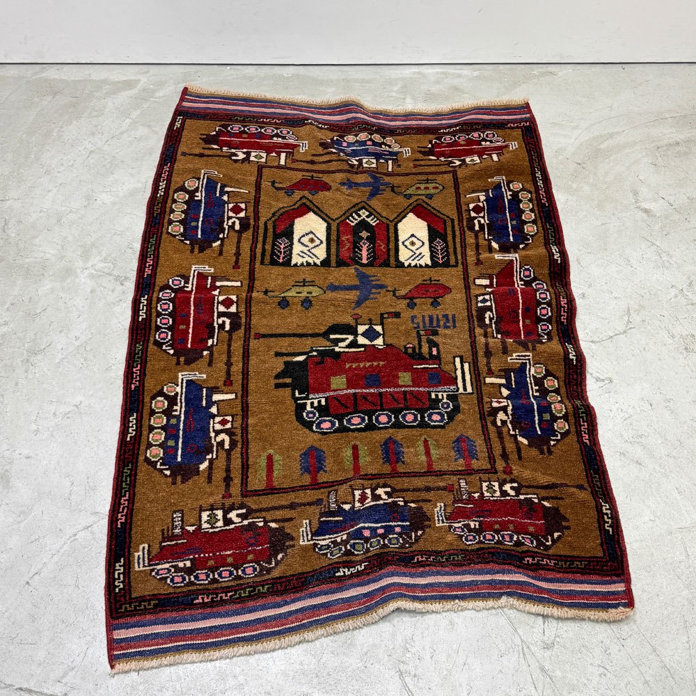 ビンテージ Vintage ウォーラグ War Rug カーペット 絨毯 アフガニスタン トルクメン族 Turkmen 100×155cm ●