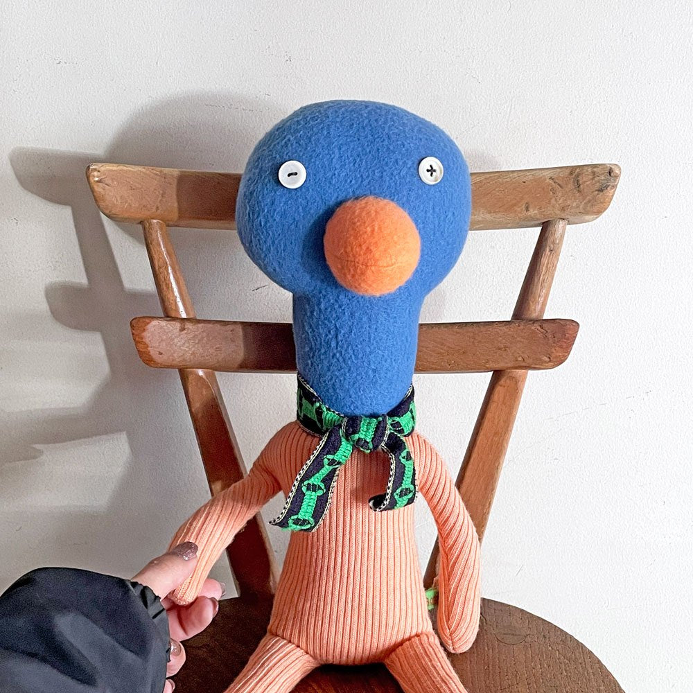 ボビーダズラー BOBBY DAZZLER 鳥のぬいぐるみ ブルー×オレンジ ハンドメイドドール 人形 H46.5cm イギリス ■