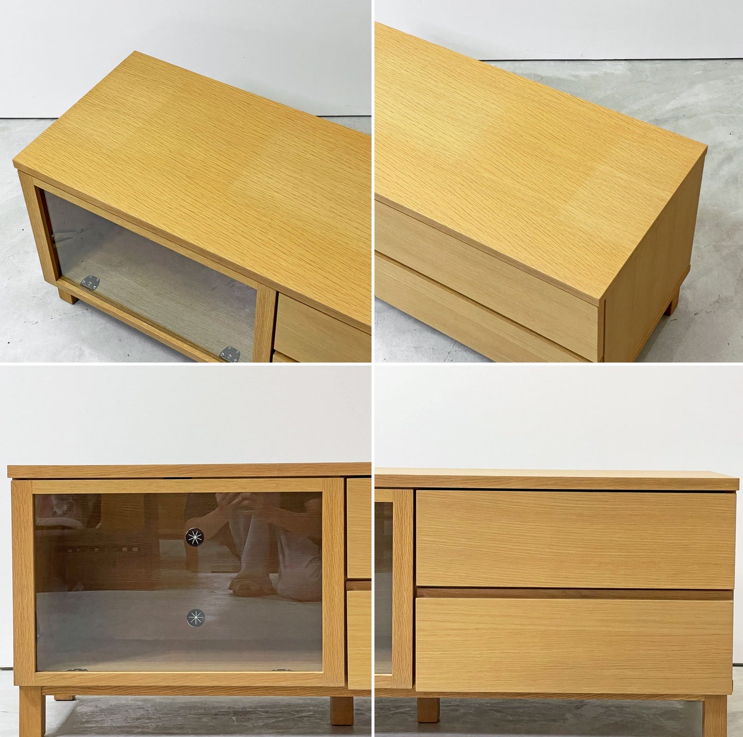 無印良品 MUJI AVボード AVラック 引出し付 オーク材 W110cm ナチュラル シンプル 廃番 ●