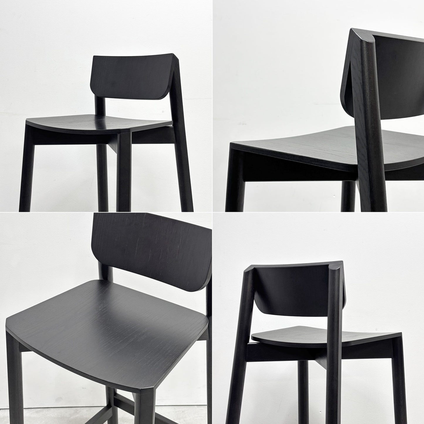 モダンデザイン Modern Design カウンターチェア ハイチェア ハイスツール オーク材 ブラック塗装 A ●