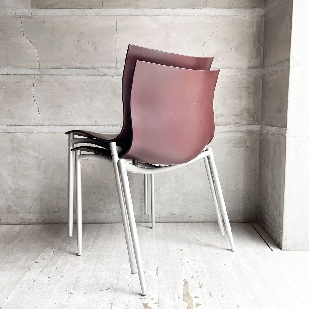 ドリアデ driade アレフ ALEPH カメレオン CAMELEON ダイニングチェア ワインレッド 2脚セット スタッキング フィリップ・スタルク Philippe Starck イタリア モダンデザイン ♪