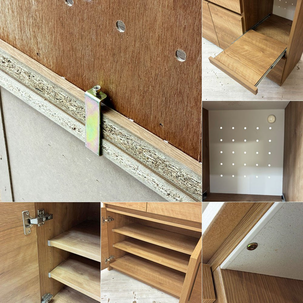 ロウヤ LOWYA キッチンキャビネット Kitchen Cabinet 食器棚 レンジ台 ステンレススライドボード W120cm ナチュラル 定価￥89,990- ●