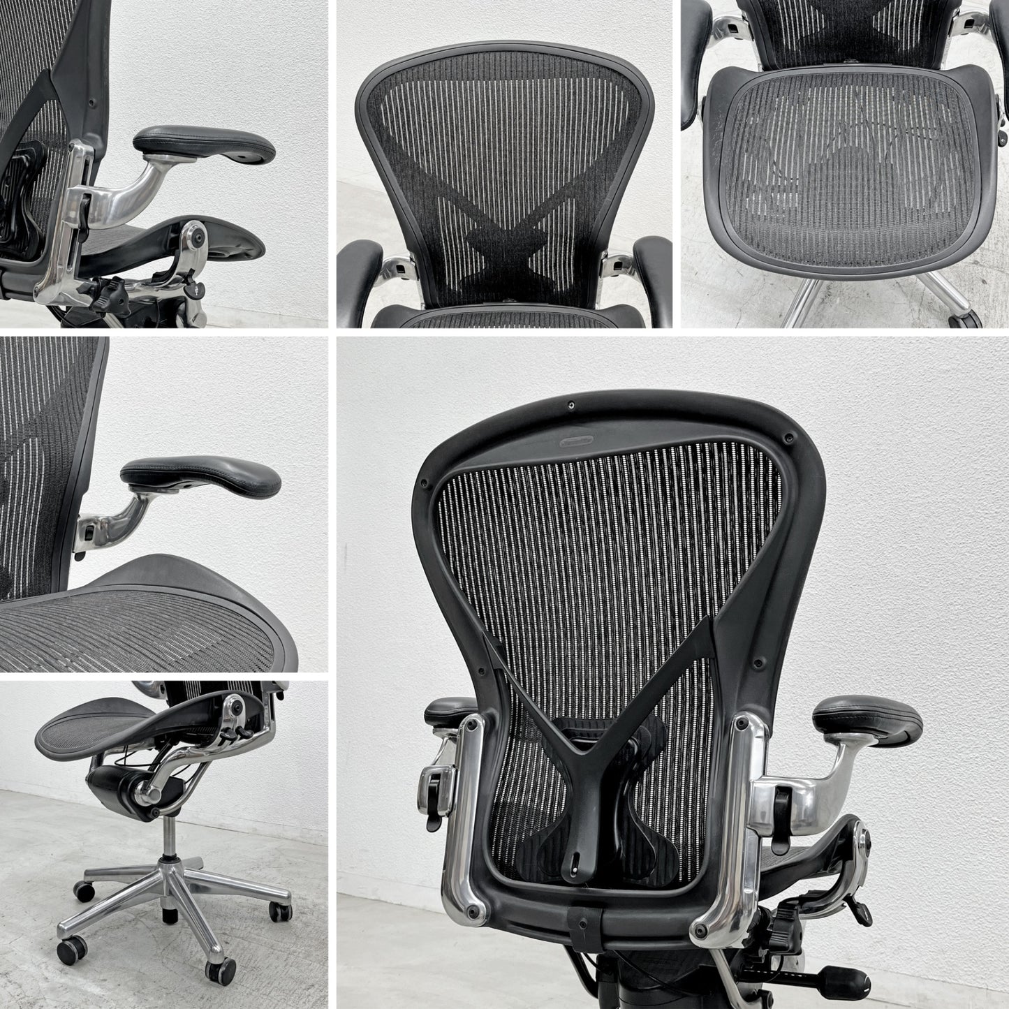ハーマンミラー Herman Miller アーロンチェア Bサイズ ポスチャーフィット クラシックカーボンメッシュ ポリッシュドアルミベース ビル・スタンフ ＆ ドン・チャドウィック 〓