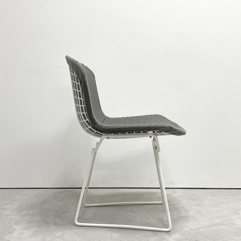 ノル Knoll 420 サイドチェア ワイヤーチェア ダイニングチェア ホワイト × グレー ファブリック フルカバー仕様 ハリー・ベルトイア ミッドセンチュリー ビンテージ A ●