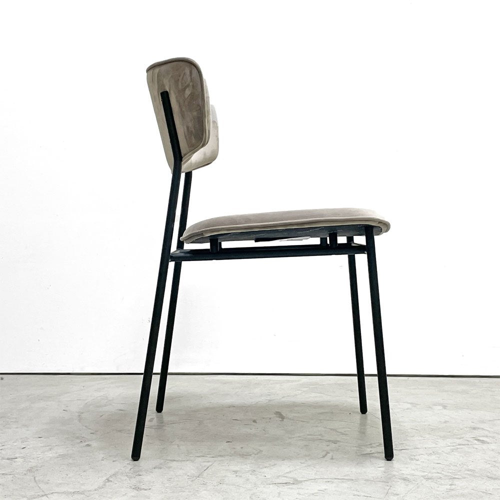 カリガリス Calligaris フィフティーズ FIFTIES ダイニングチェア サンドカラー×マットブラック ファブリック ベルベット スチール脚 モダンデザイン イタリア B ●