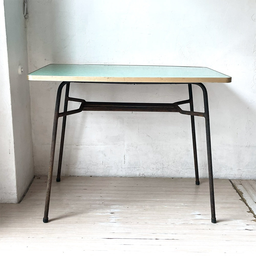 ジャパンビンテージ Japan Vintage 昭和レトロ 日本の古いテーブル デコラトップ 鉄脚 昭和レトロ 古道具 古家具 ★