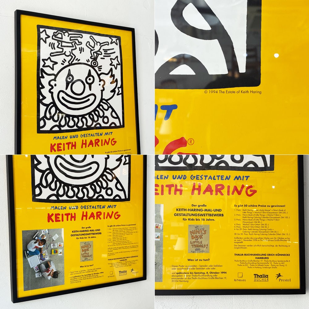 キース・ヘリング Keith Haring イベントポスター 1994年 Thalia Buchhandlung Hamburg  ドイツ 書店 ストリートアート アートフレーム 額装品 ★