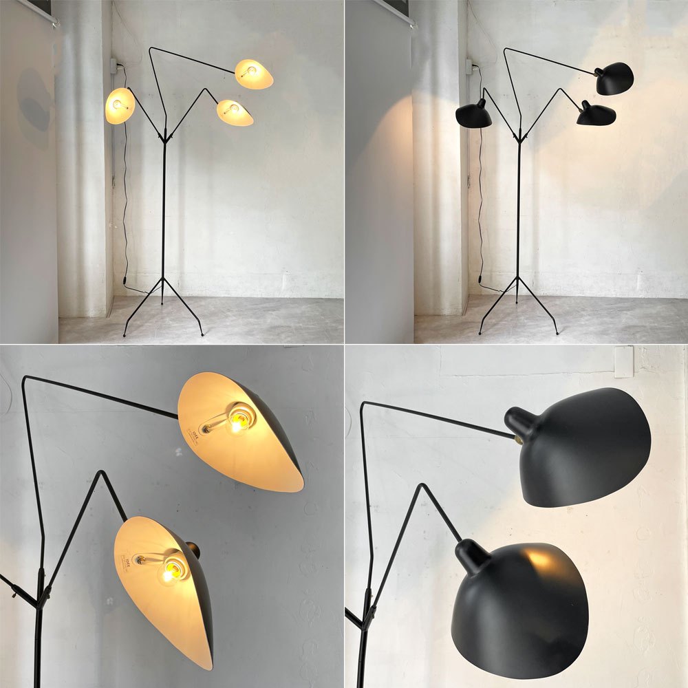 イデー IDEE ランパデール トワ ルミエーレ LAMPADAIRE 3 LUMIERES フロアライト スタンドライト 3灯 ブラック セルジュ・ムーユ 参考定価￥320,000- ★